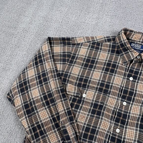 Ralph Lauren Polo Shirt Adult Medium Plaid Button Up Flannel Whitfield Men's - Picture 2 of 13